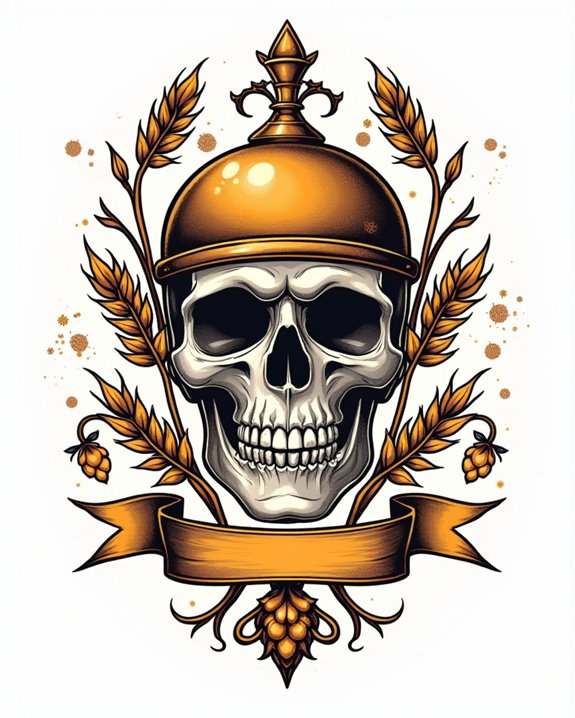rebellious beer skull tattoo