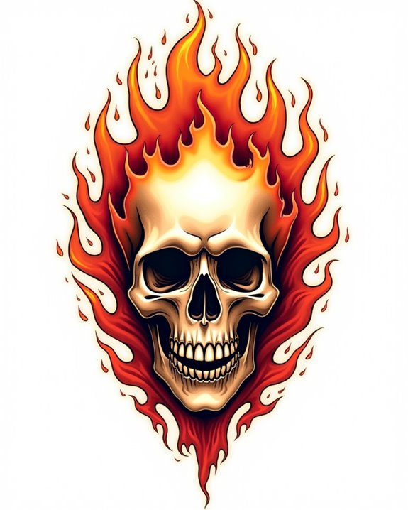 rebellious fiery skull emblem