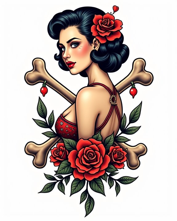 rebellious rose crossbones tattoo