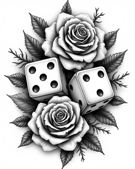 rebellious rose dice art