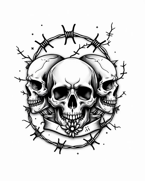 rebellious skull barbed wire