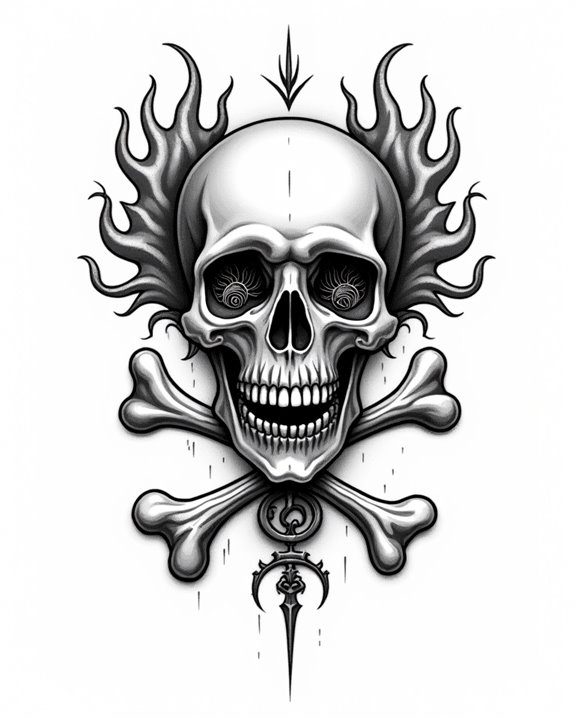 rebellious vintage skull design