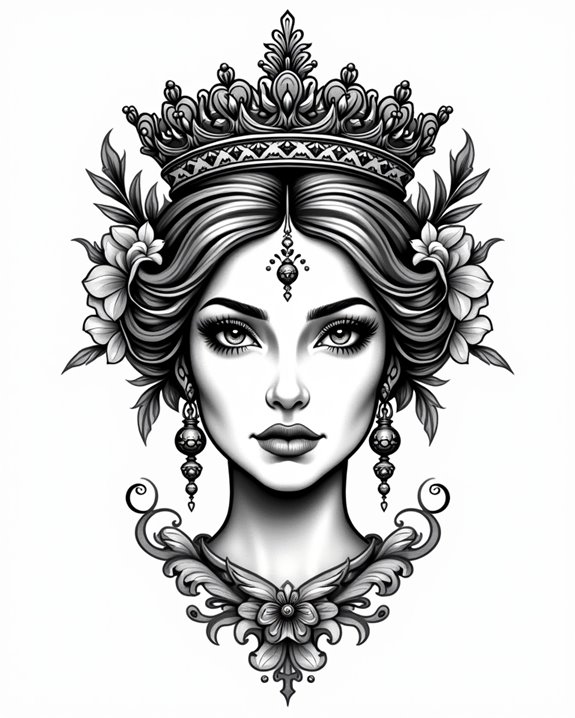 regal crown face tattoos