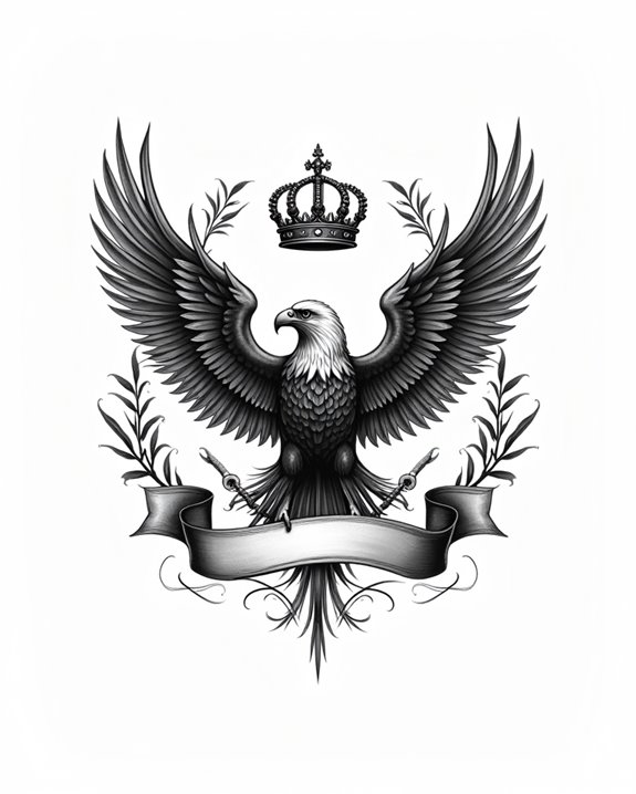regal eagle with scroll