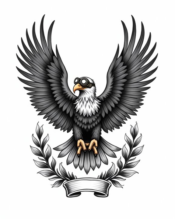 retro aviator eagle tattoo