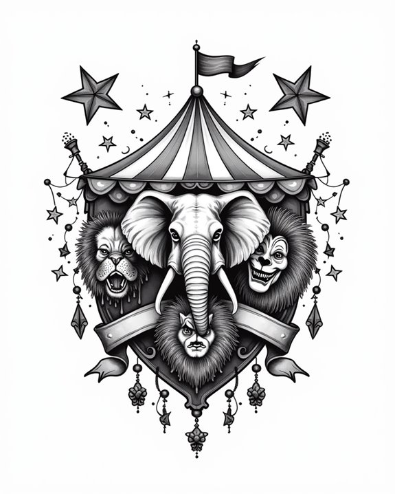 retro carnival tattoo icons