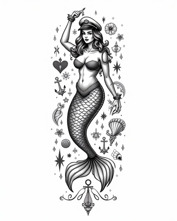 retro inspired whimsical mermaid