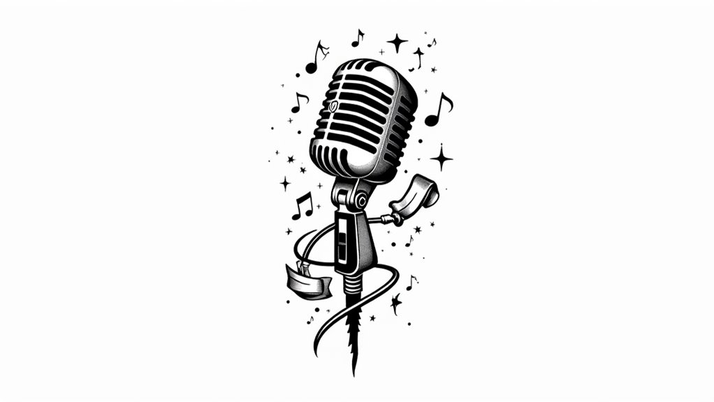 retro microphone tattoo designs