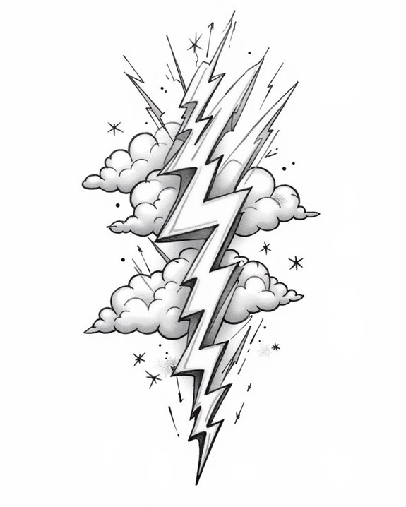 retro neon lightning illustration