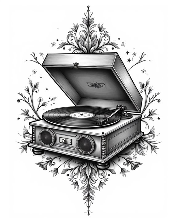 retro vinyl turntable art
