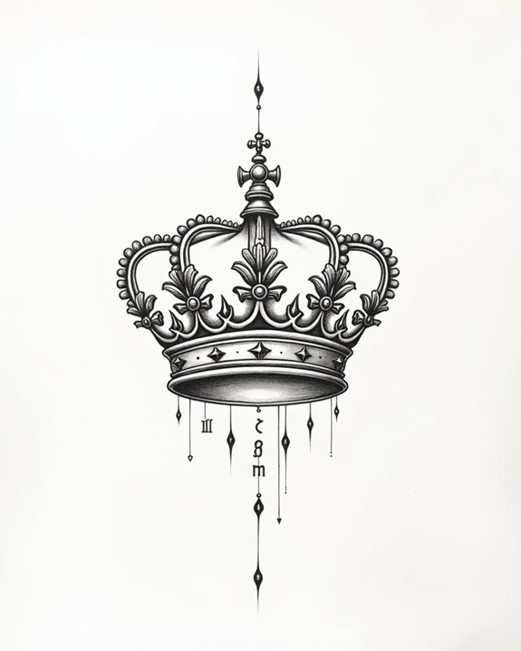 roman numeral crown tattoo