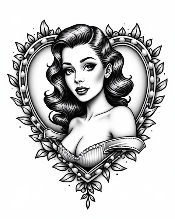 romantic heart shaped pinup