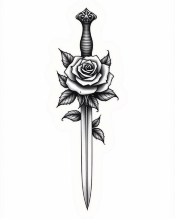 rose with pierced dagger