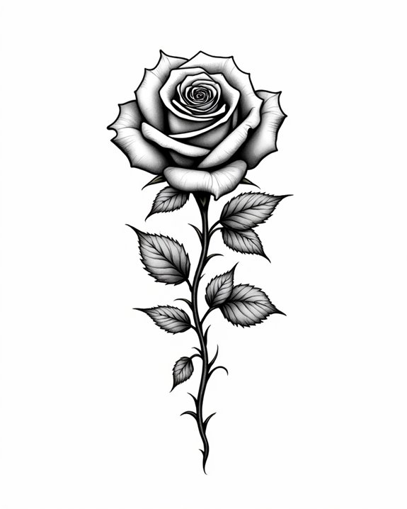 rose with thorns shadows