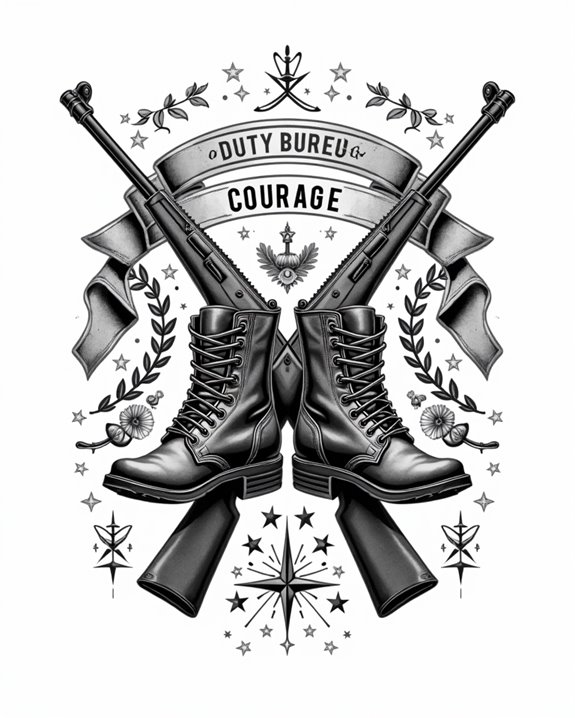 rugged military boot tattoos