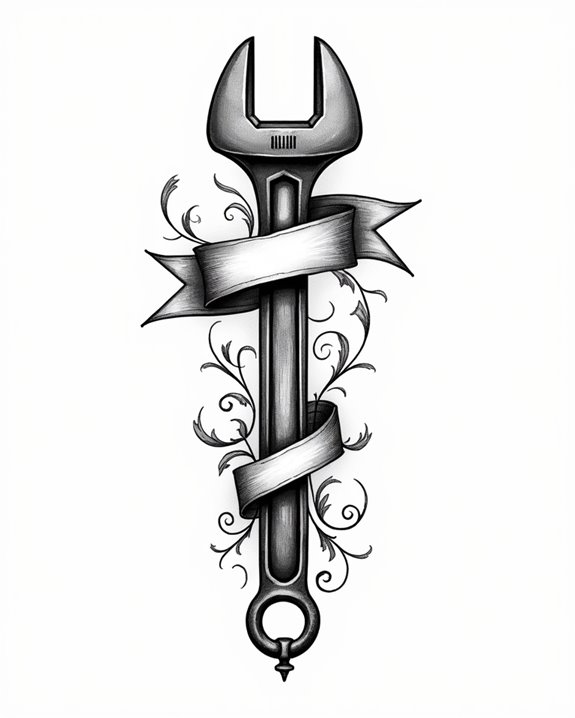 rusty metal skeletal wrench
