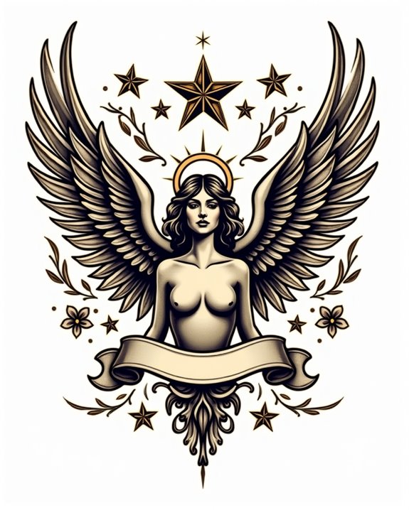 sacred heart angel tattoo