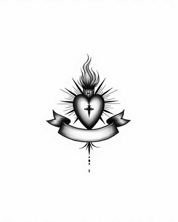 sacred heart with scroll