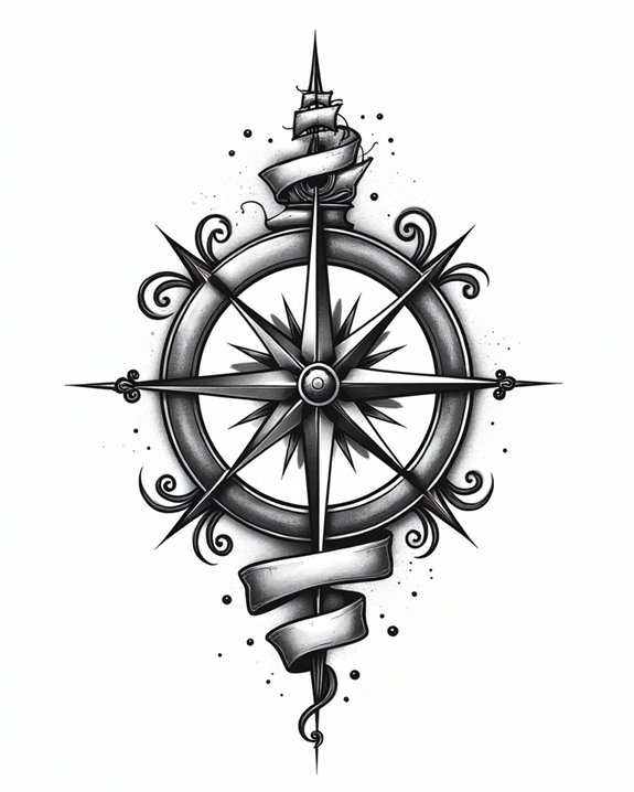 sailing ship and compass