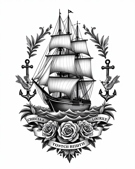 sailing ship storm tattoo