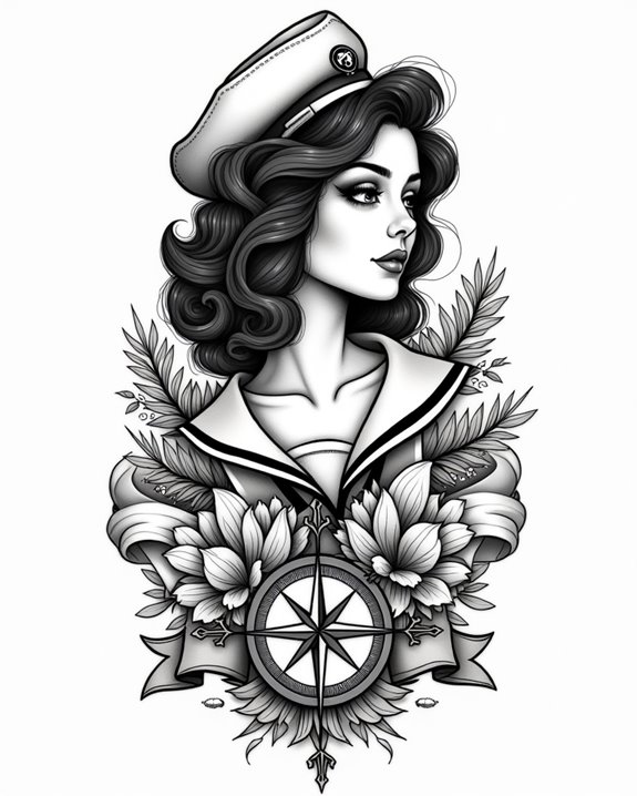 sailor pin up face tattoos