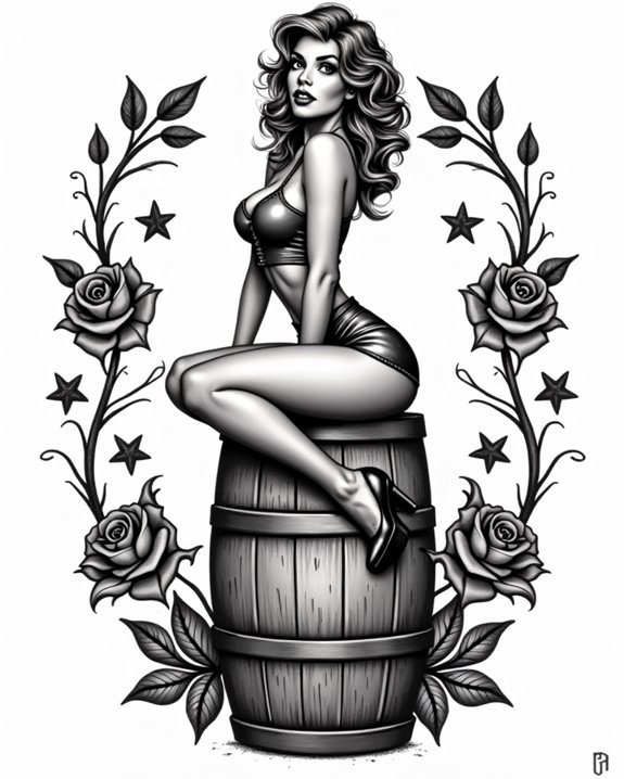 sassy pinup on barrel