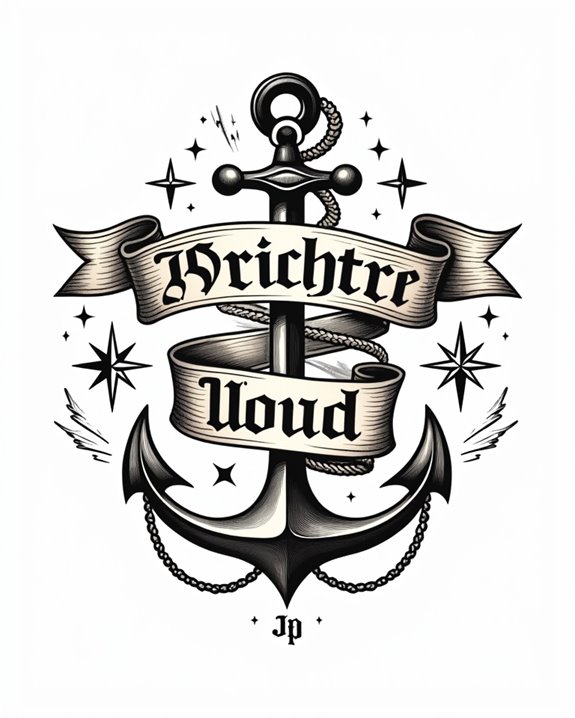 sea inspired lettering tattoos