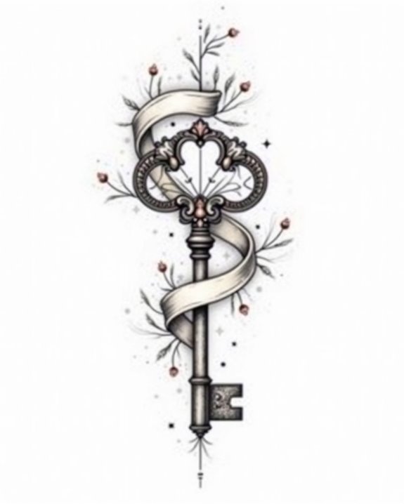 sentimental vintage key tattoo