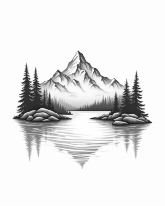 serene mountain lake reflection