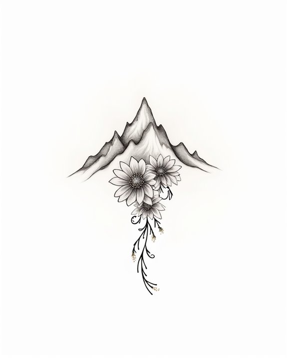 serene mountain landscape tattoo