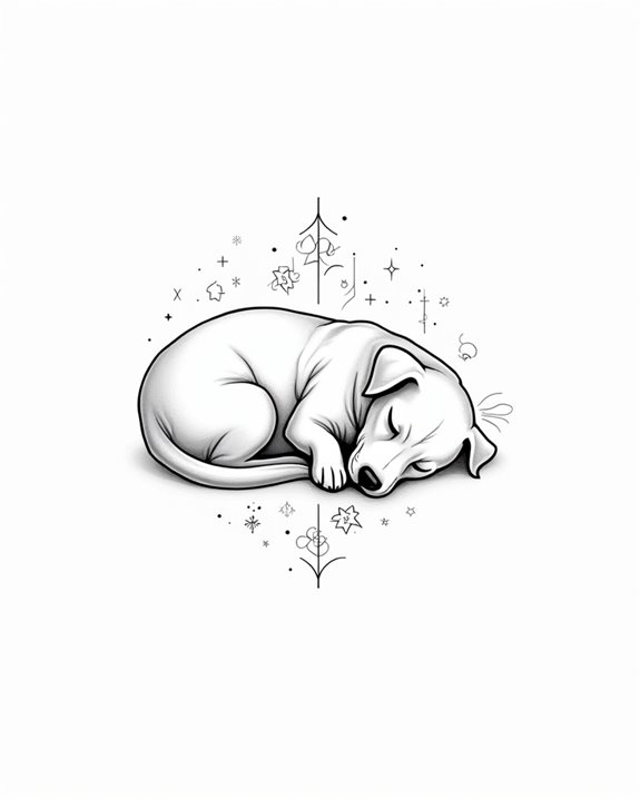 serene sleeping dog illustration