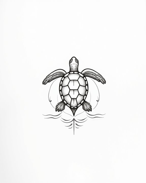 serene turtle minimalist tattoo