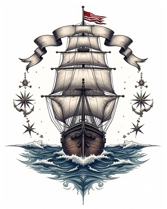 ship sailing through storms