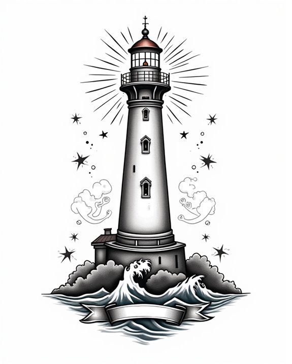 simple guiding lighthouse silhouette