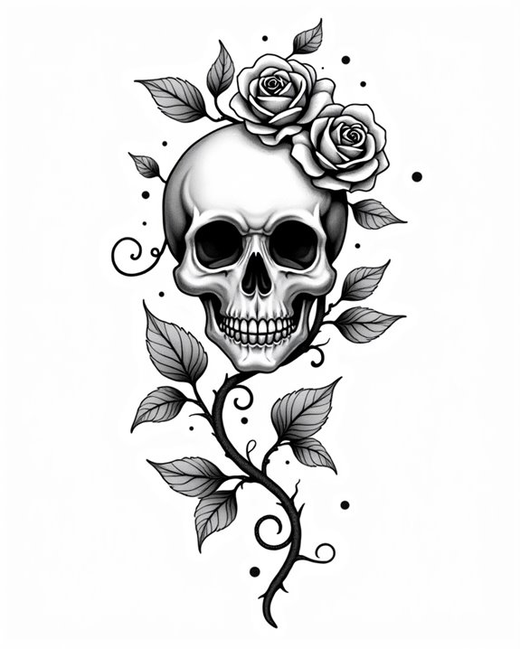 skull and rose symbolism