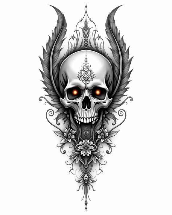 skull feather tattoo symbolism