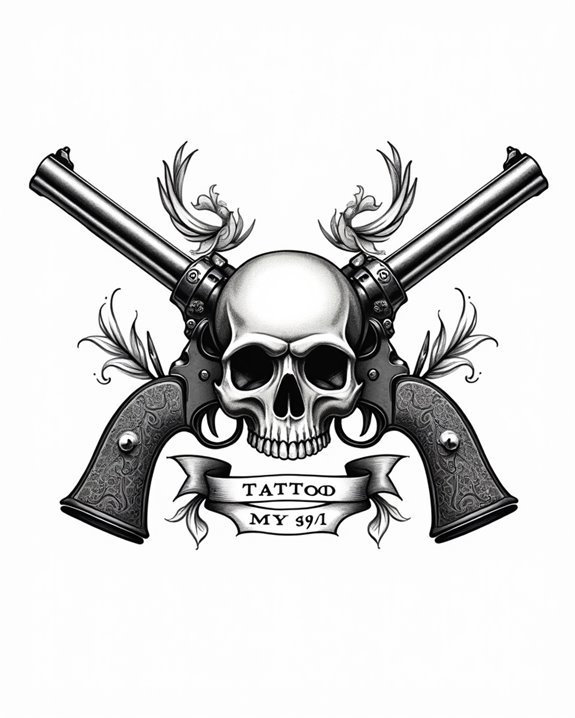 skull pistol tattoo symbolism