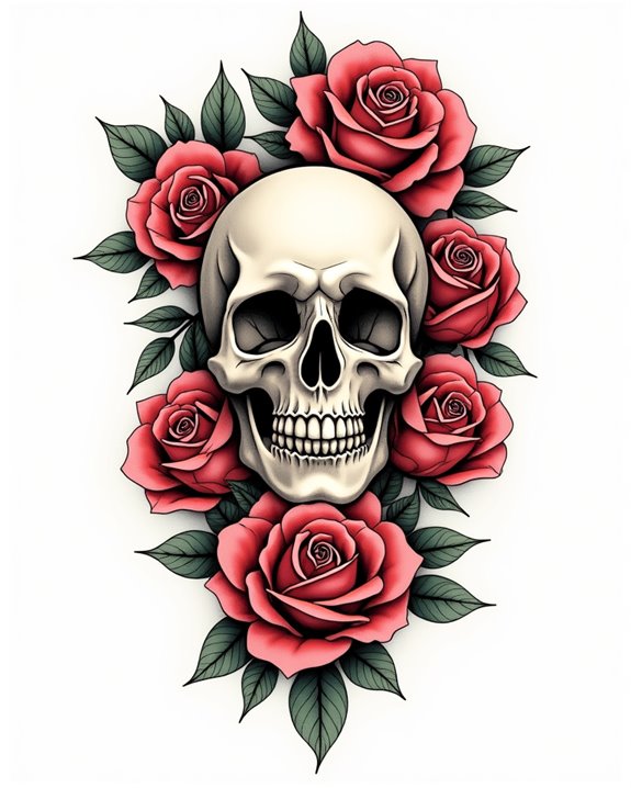 skull rose tattoo symbolism