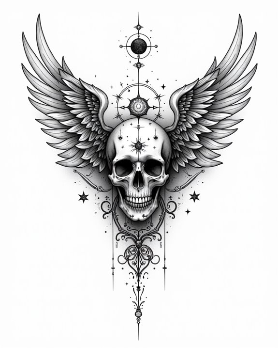 skull with angel wings
