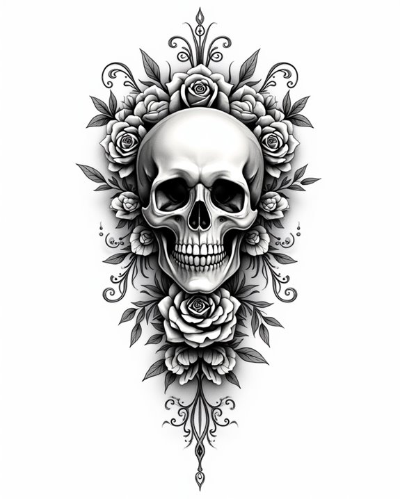 skulls and roses contrast