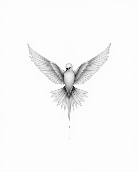 sleek geometric bird tattoos