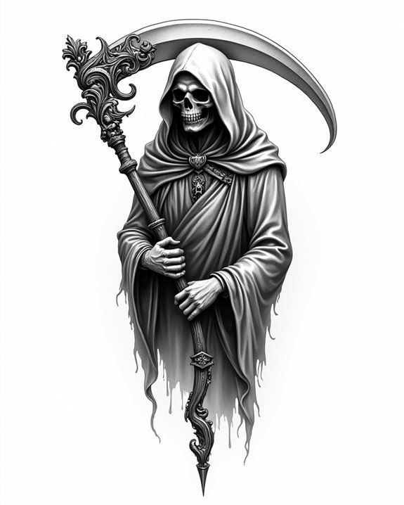 smoking reaper with skulls