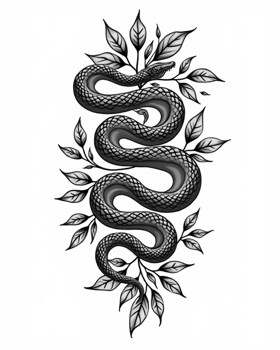 snake weaving through leaves