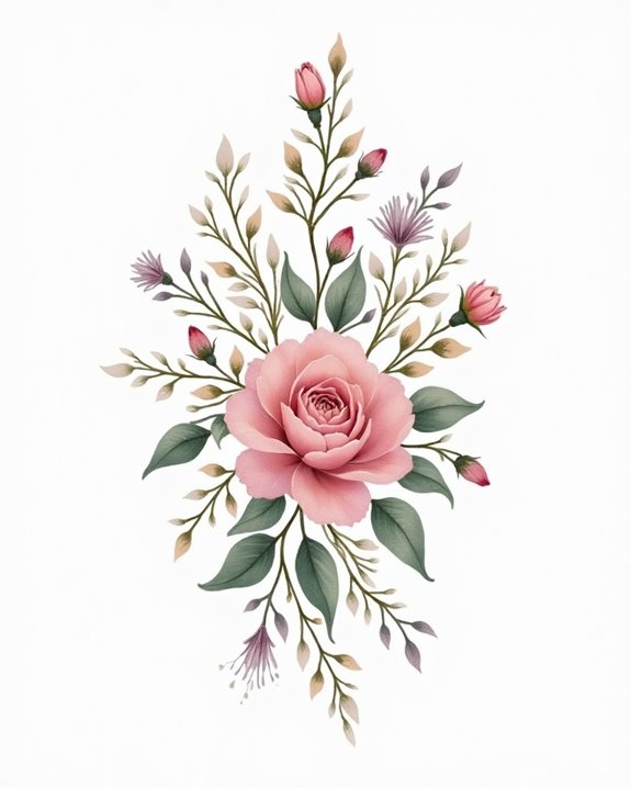 soft colorful floral tattoos