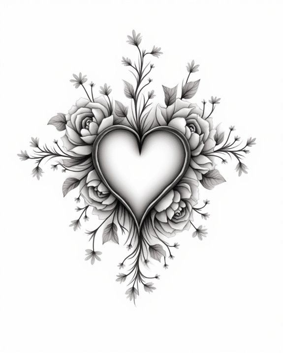soft floral heart tattoos