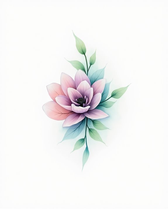 soft pastel petal watercolor tattoos