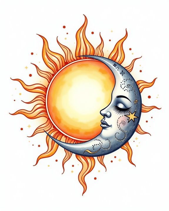soft watercolor celestial tattoos