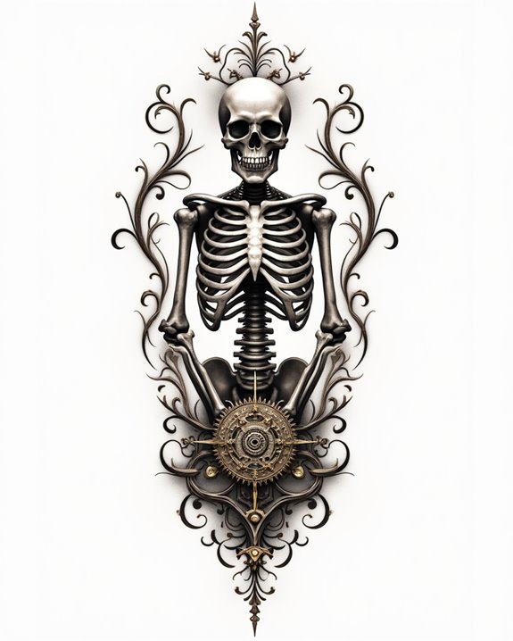 steampunk mechanical skeletal artwork