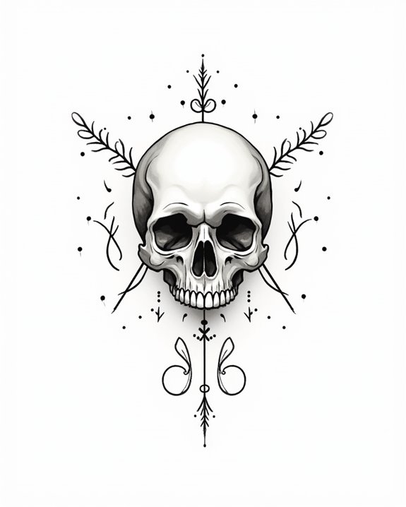 subtle dotwork skull outline
