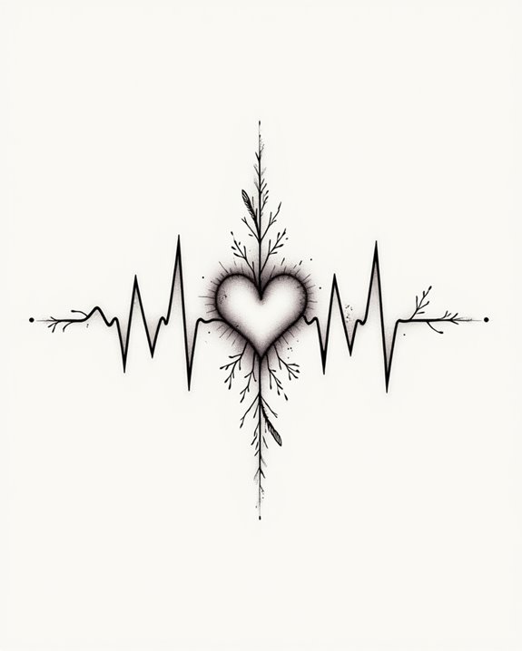 subtle rhythmic heartbeat tattoo